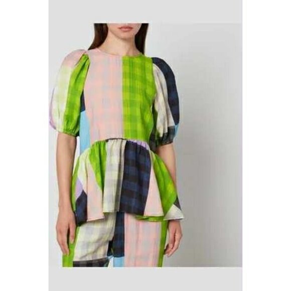 Stine Goya Size XXS  Top Blouse Patchwork Peplum 3/4 Sleeve Abstract Boho - Picture 1 of 10